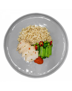 Health Kicked Chicken Rice w/ Lemongrass Chicken, Brown Rice, Bok Choy and Chili Sauce