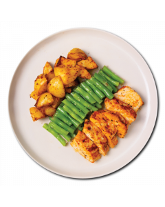 Herb Chicken with Roasted Potatoes, French Beans and Harissa Sauce - REG