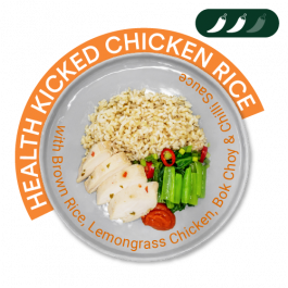 Health Kicked Chicken Rice w/ Lemongrass Chicken, Brown Rice, Bok Choy and Chili Sauce